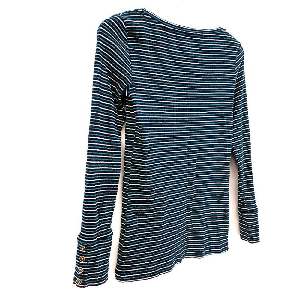 Talbots Petites Women's SP 100% Cotton Striped Flexible Long Sleeve Shirt - Picture 11 of 13
